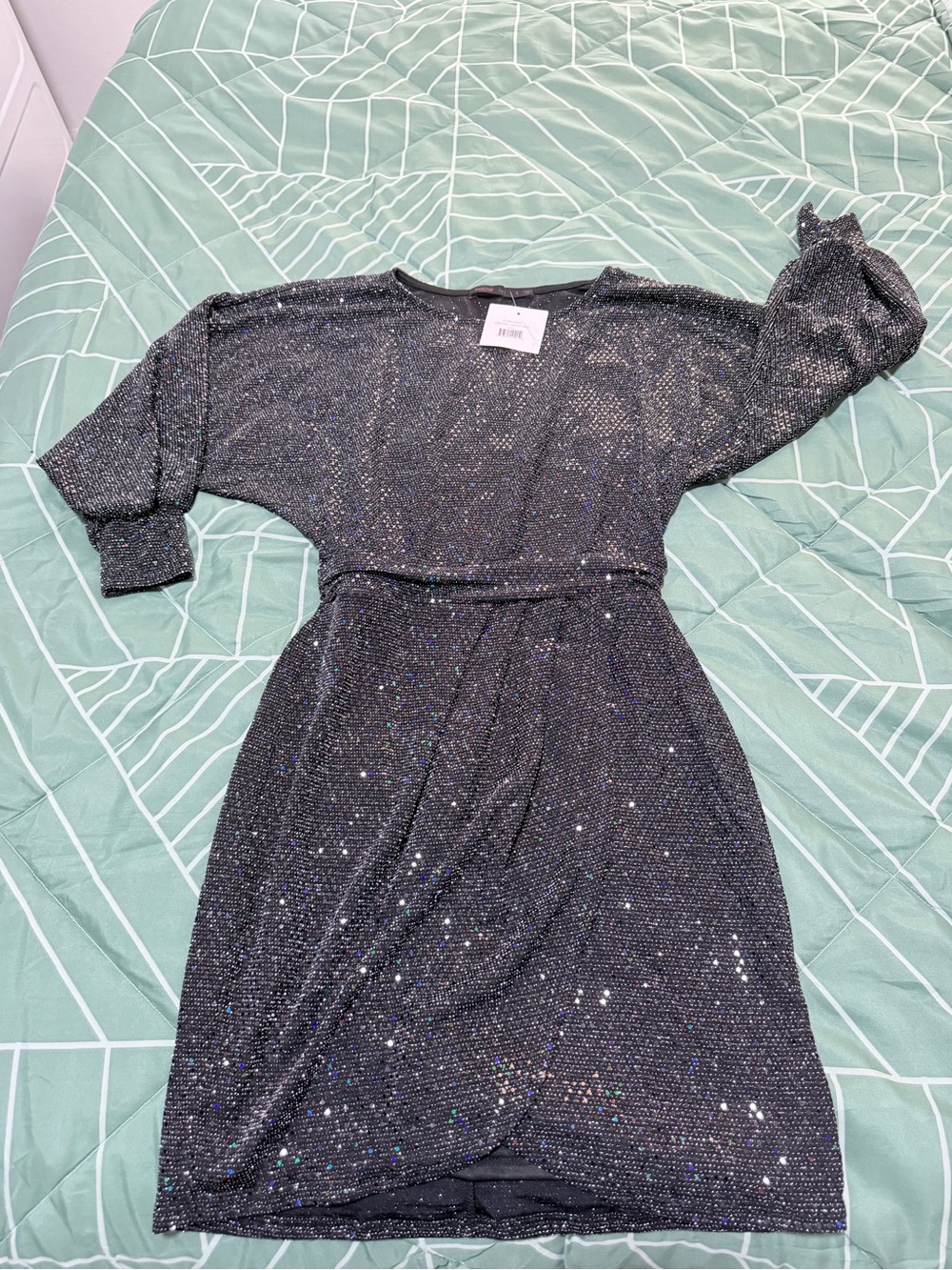 Sparkle Black Women’s Dress with Dolman Sleeves